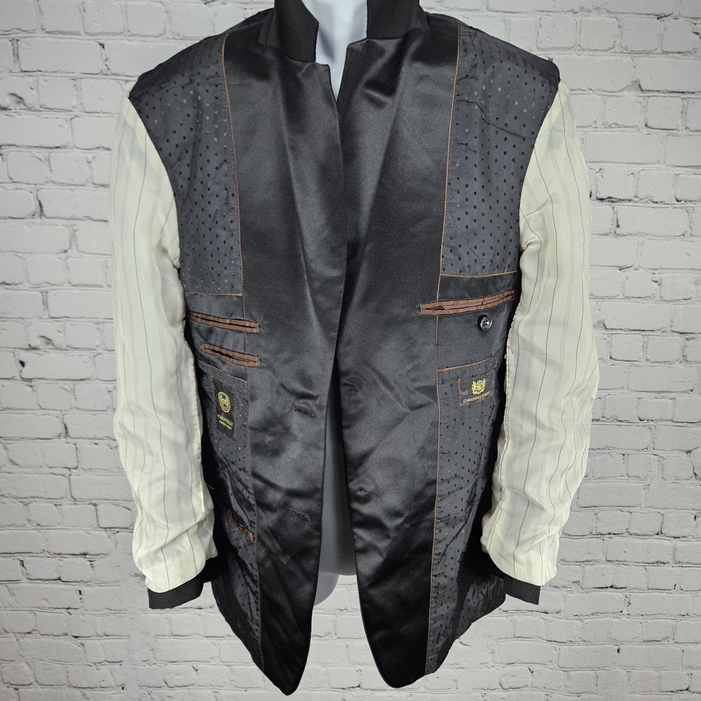 Caravelli Black Charles Hand Tailored 2 Button Tuxedo Blazer Suit Jacket 34S