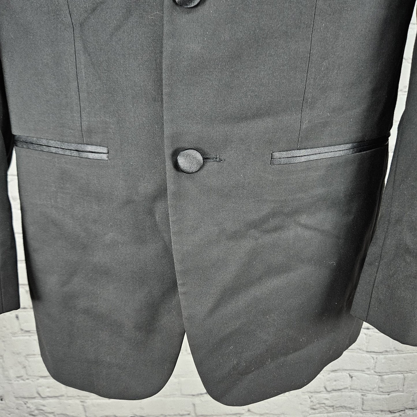 Caravelli Black Charles Hand Tailored 2 Button Tuxedo Blazer Suit Jacket 34S