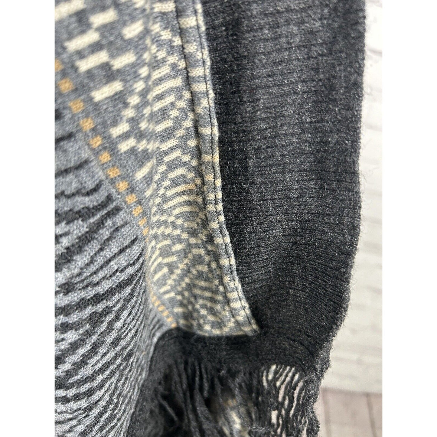 Berretti Cardigan Sweater Fringe Hem Italian Wool Blend Knit Open Front L