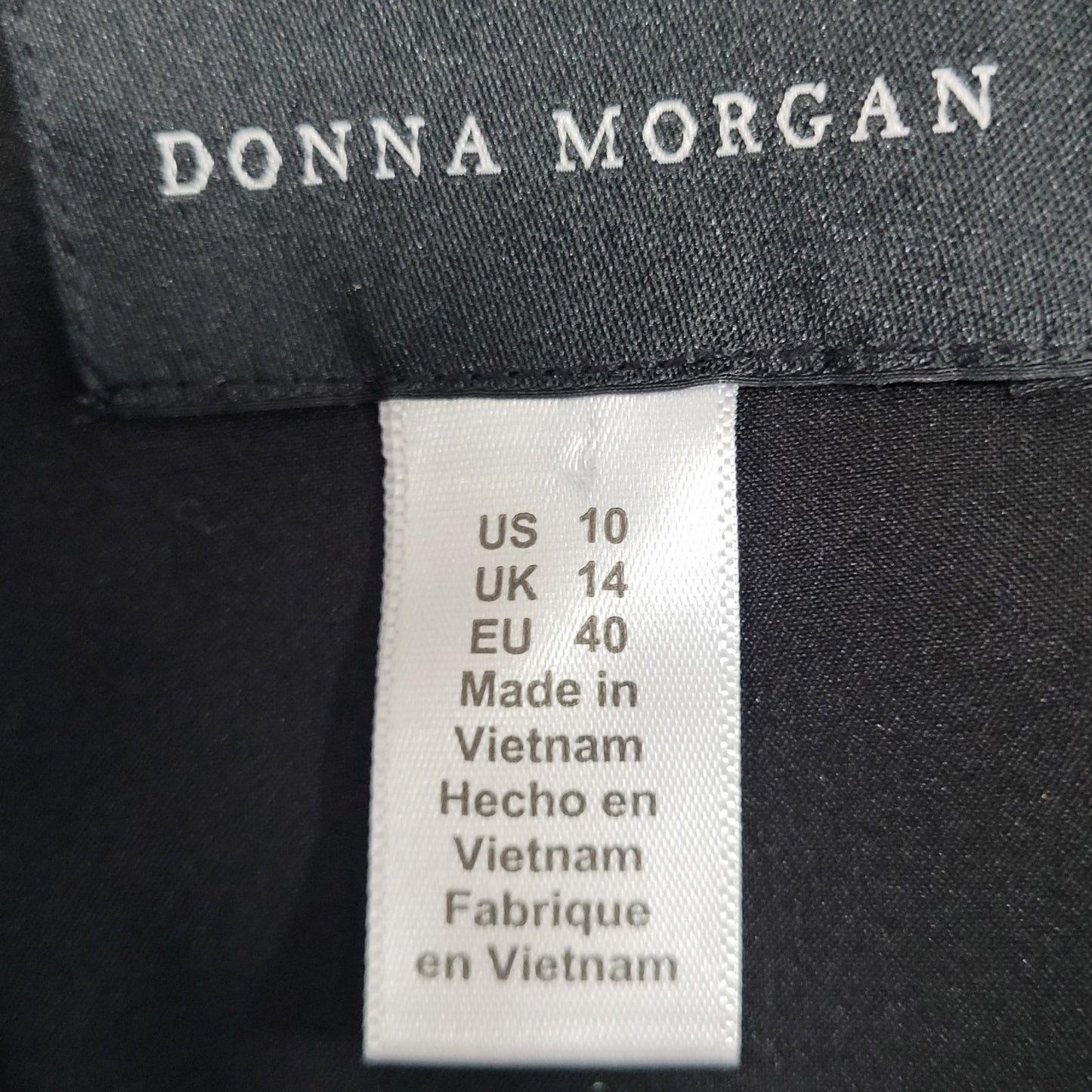 Donna Morgan Black Stretch 3/4 Bell Sleeve Lined Sheath Dress Size 10