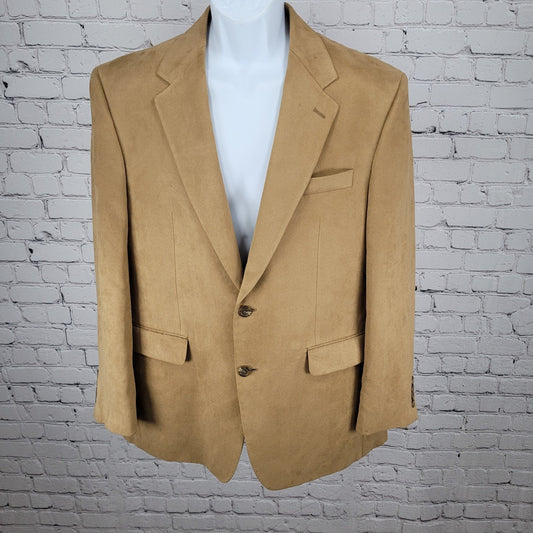 Chaps Ralph Lauren Tan Microfiber 2 Button Vented Notch Blazer Jacket Size 42