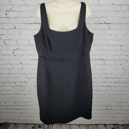 Tahari Black Sleeveless Empire Waist Lined Zip Closure Shift Dress Size 10
