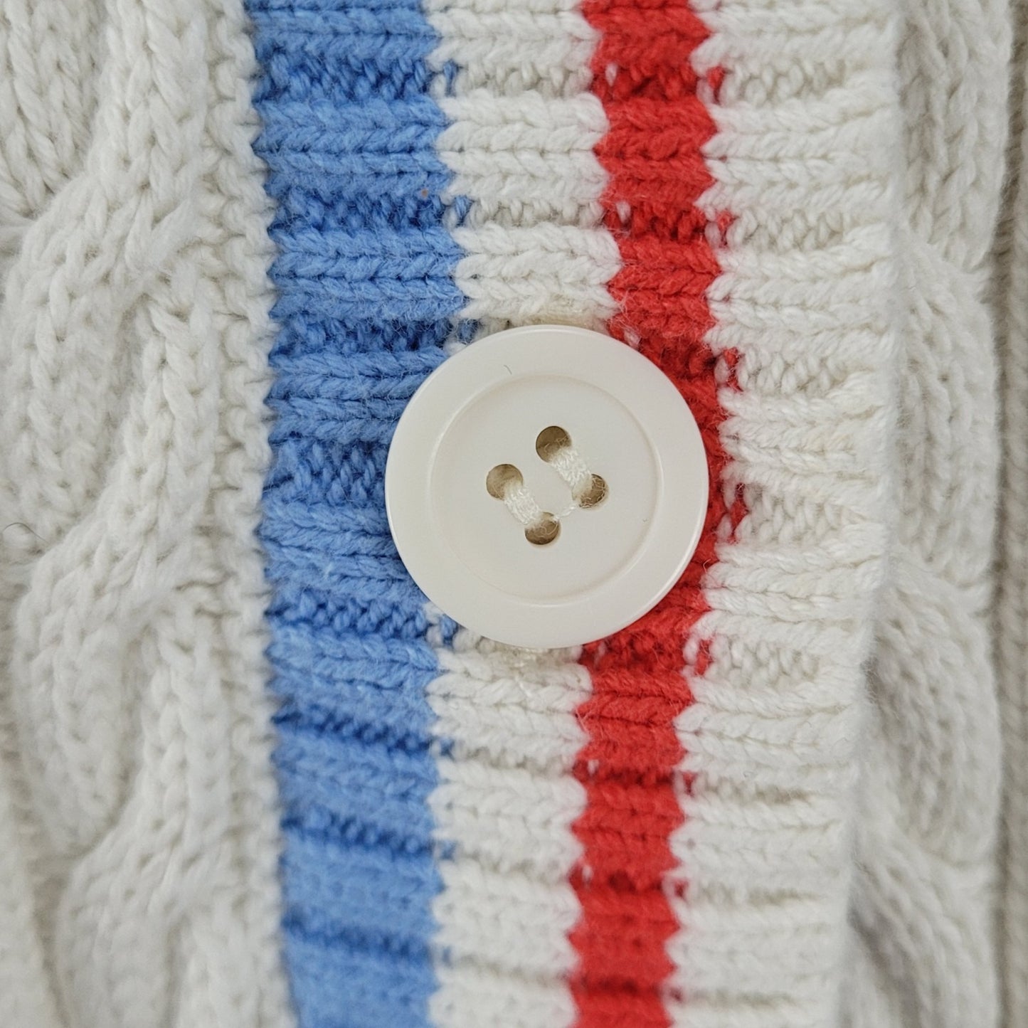 Prince Pickleball Ivory Striped Buttoned Long Sleeve Cardigan Sweater Medium M