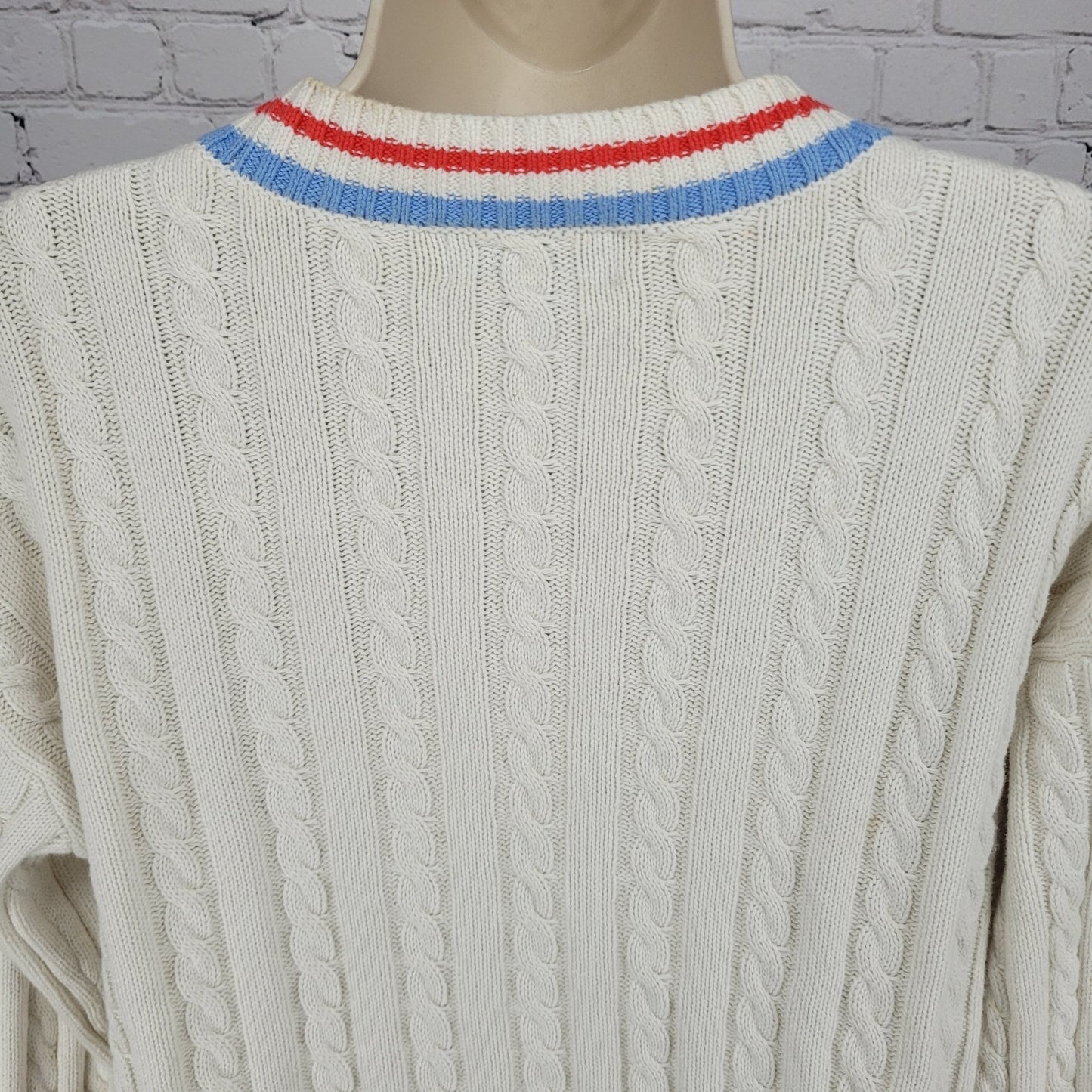 Prince Pickleball Ivory Striped Buttoned Long Sleeve Cardigan Sweater Medium M