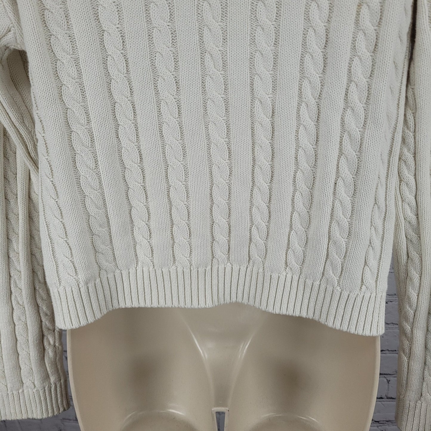 Prince Pickleball Ivory Striped Buttoned Long Sleeve Cardigan Sweater Medium M