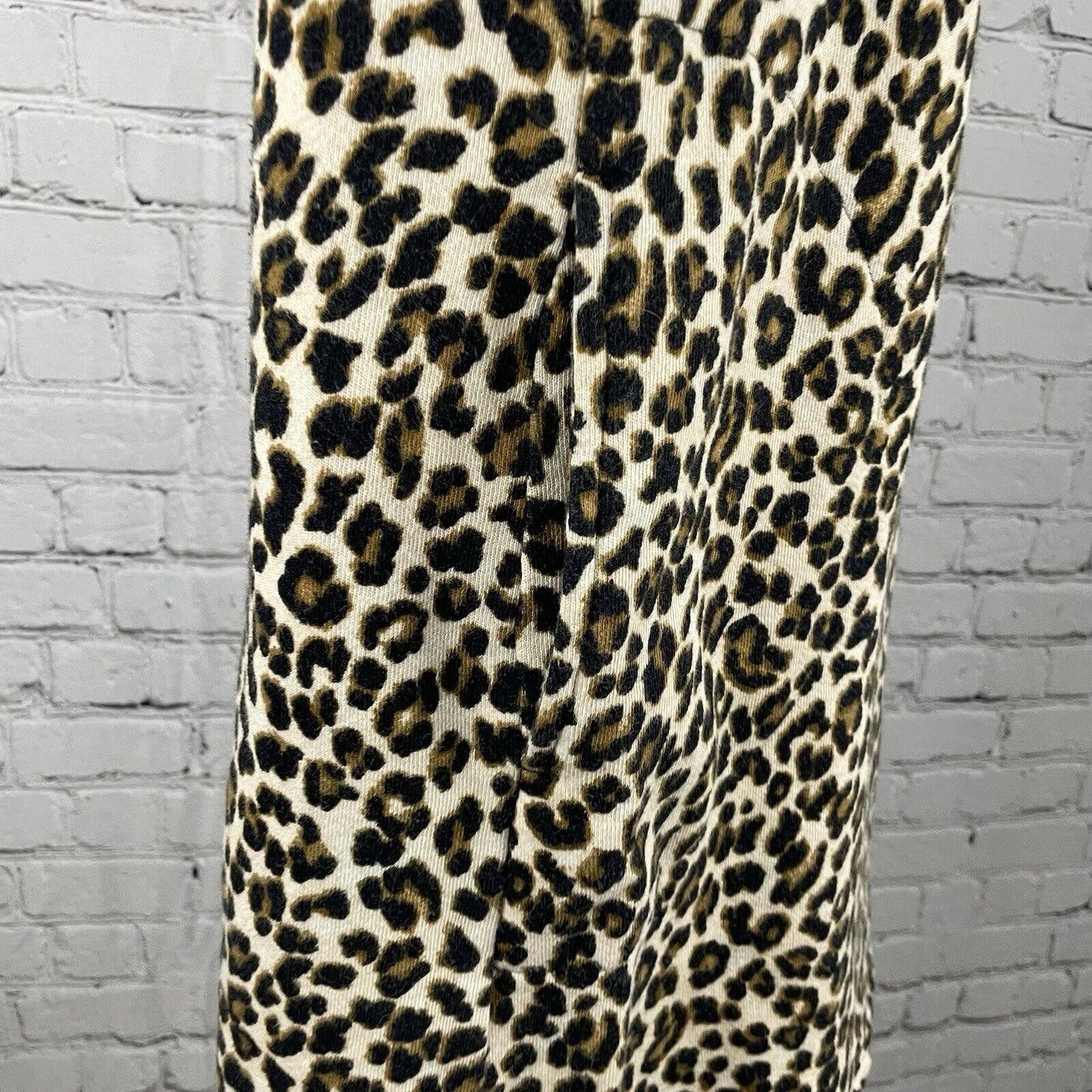 Velvet By Graham Spencer Cream Leopard Puff Sleeve Dress USA Made Size Medium M