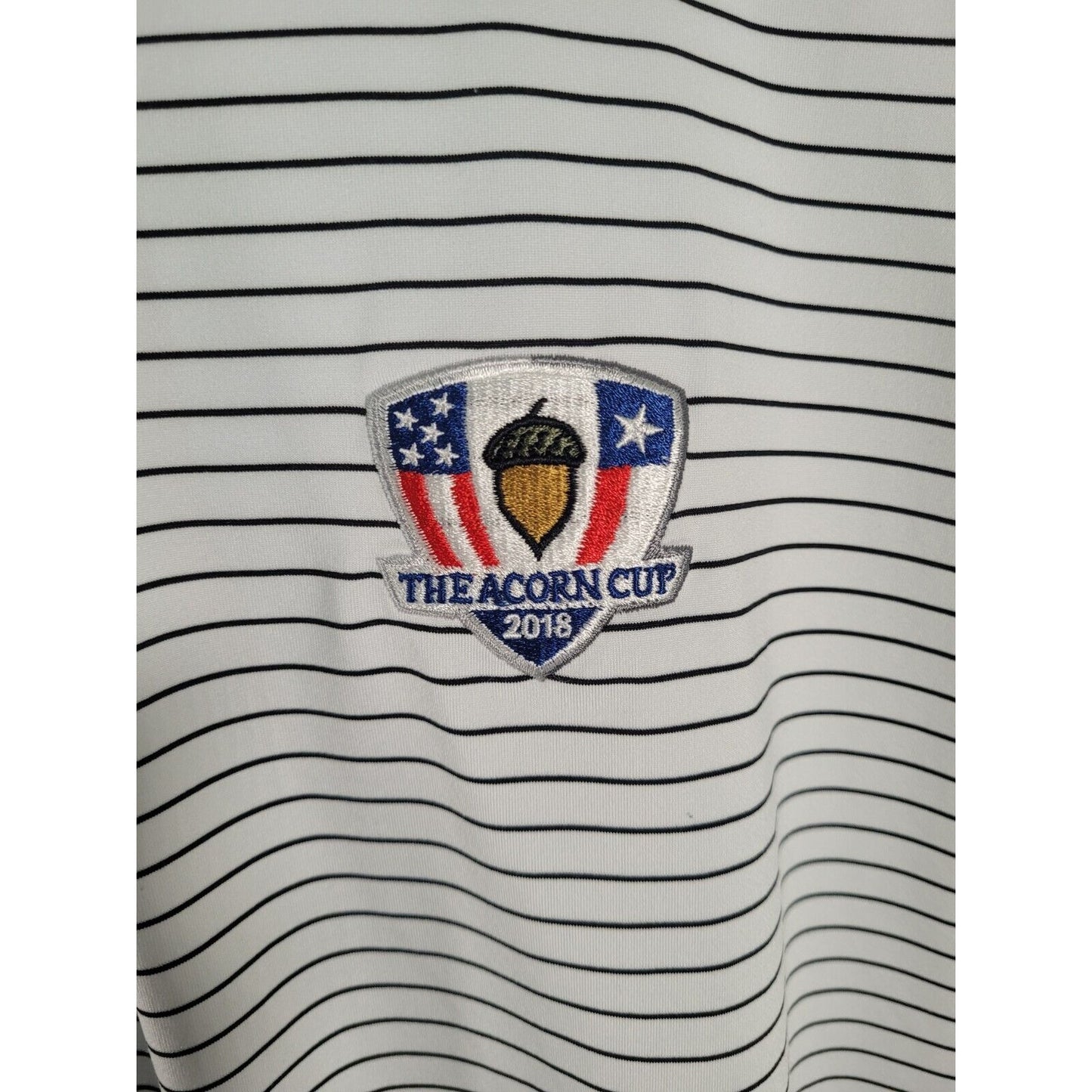 Fairway & Greene White Black Striped Golf Polo 2018 Acorn Cup USA Made Size XL