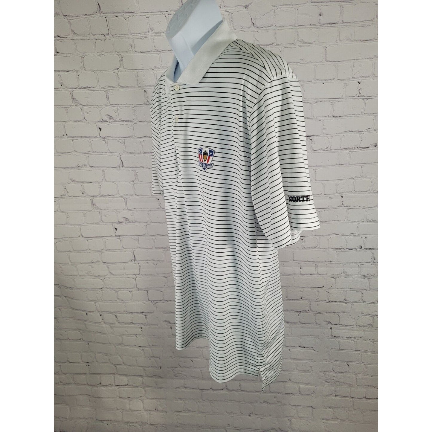 Fairway & Greene White Black Striped Golf Polo 2018 Acorn Cup USA Made Size XL
