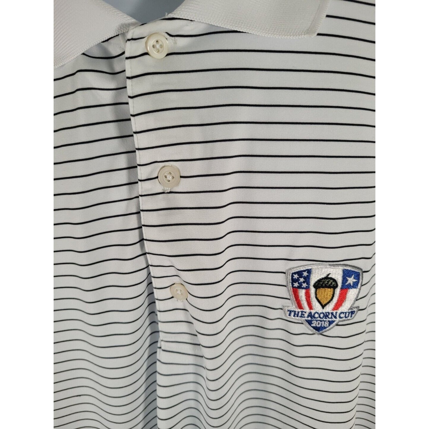 Fairway & Greene White Black Striped Golf Polo 2018 Acorn Cup USA Made Size XL