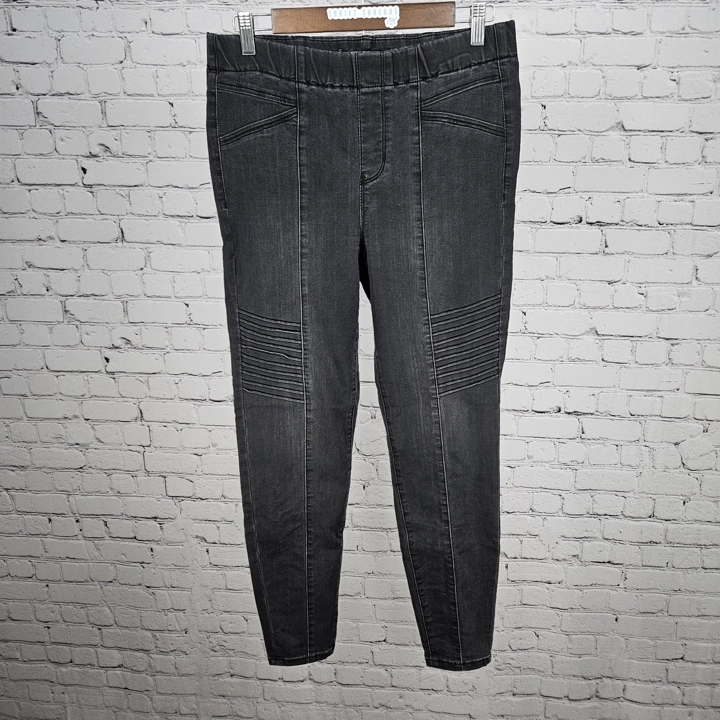 Liverpool Black The Pull On Moto Zippered Ankle Skinny Jeans 8/29 (29x27)