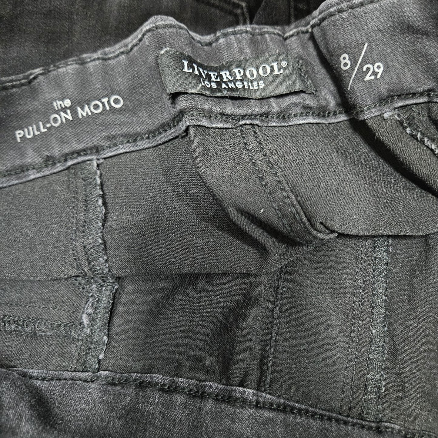 Liverpool Black The Pull On Moto Zippered Ankle Skinny Jeans 8/29 (29x27)