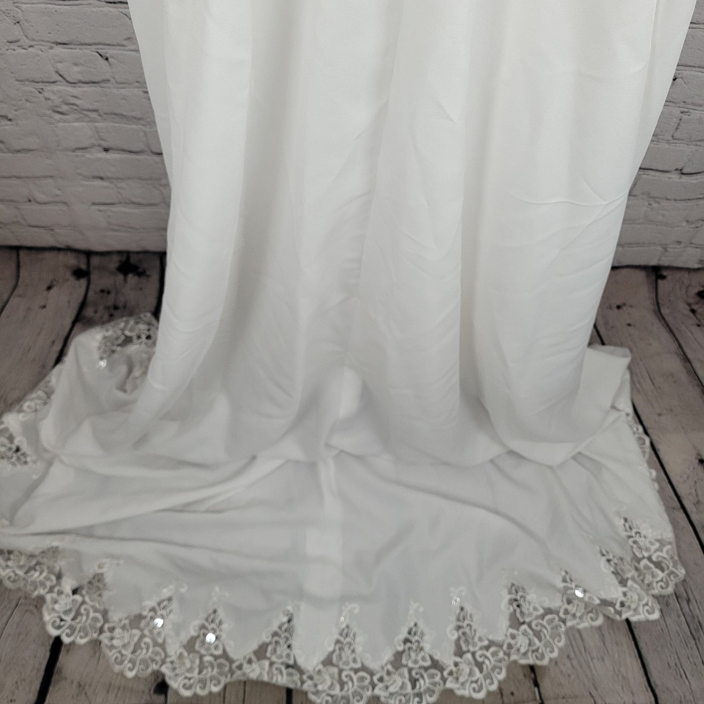 Bridal Originals White Embroidered Floral Beaded Puff Sleeve Wedding Dress 14