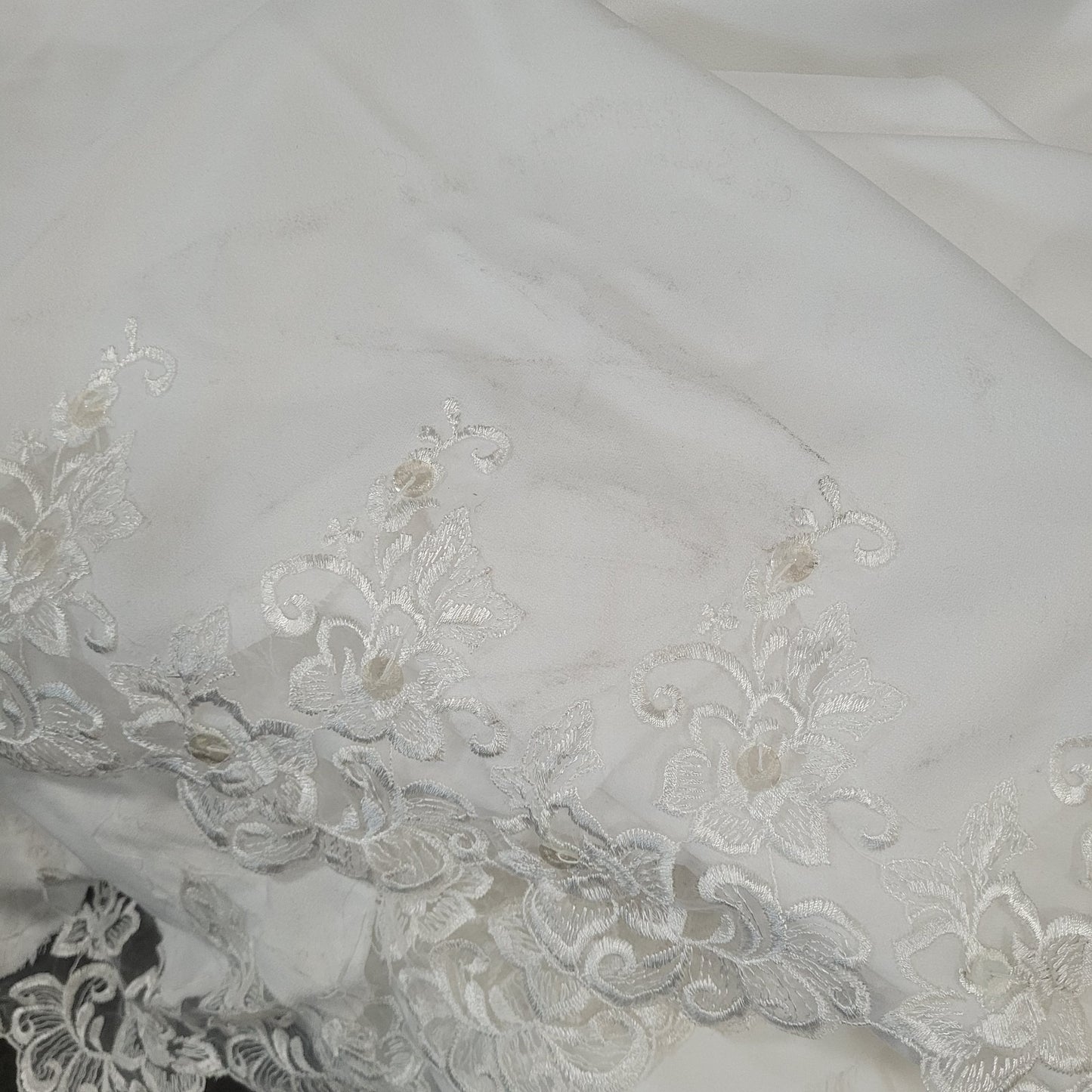 Bridal Originals White Embroidered Floral Beaded Puff Sleeve Wedding Dress 14