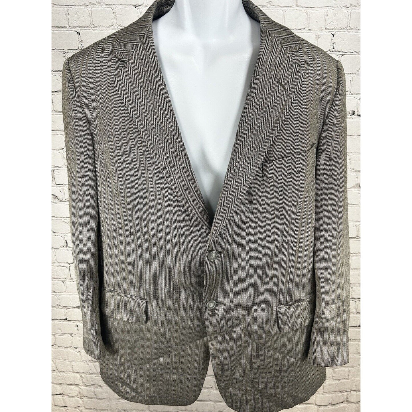 Evan Picone Silk Herringbone Gray Two Button Sport Coat Blazer Suit Size 40R