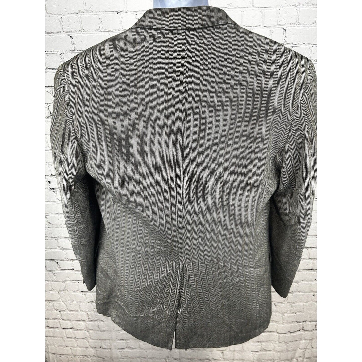 Evan Picone Silk Herringbone Gray Two Button Sport Coat Blazer Suit Size 40R