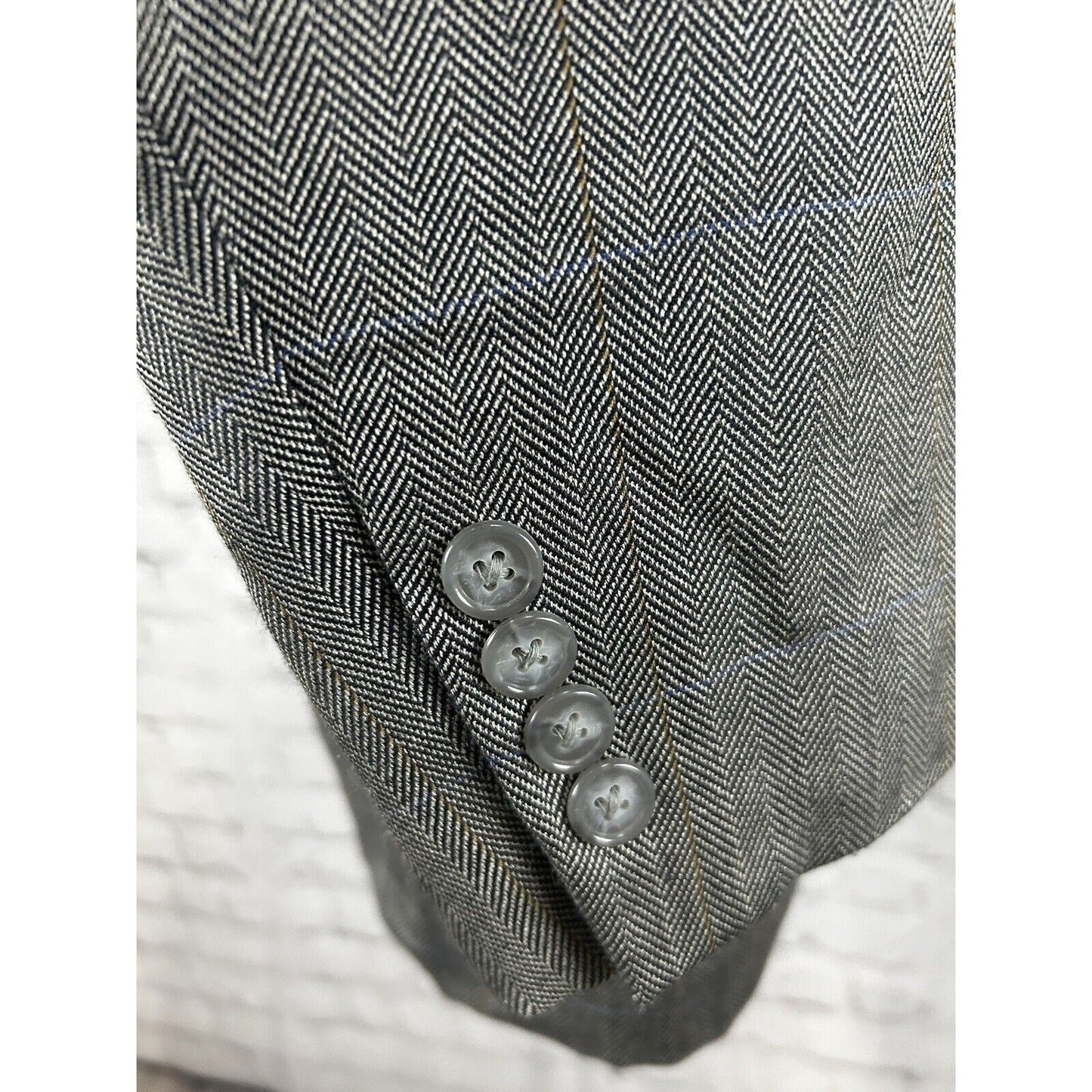 Evan Picone Silk Herringbone Gray Two Button Sport Coat Blazer Suit Size 40R