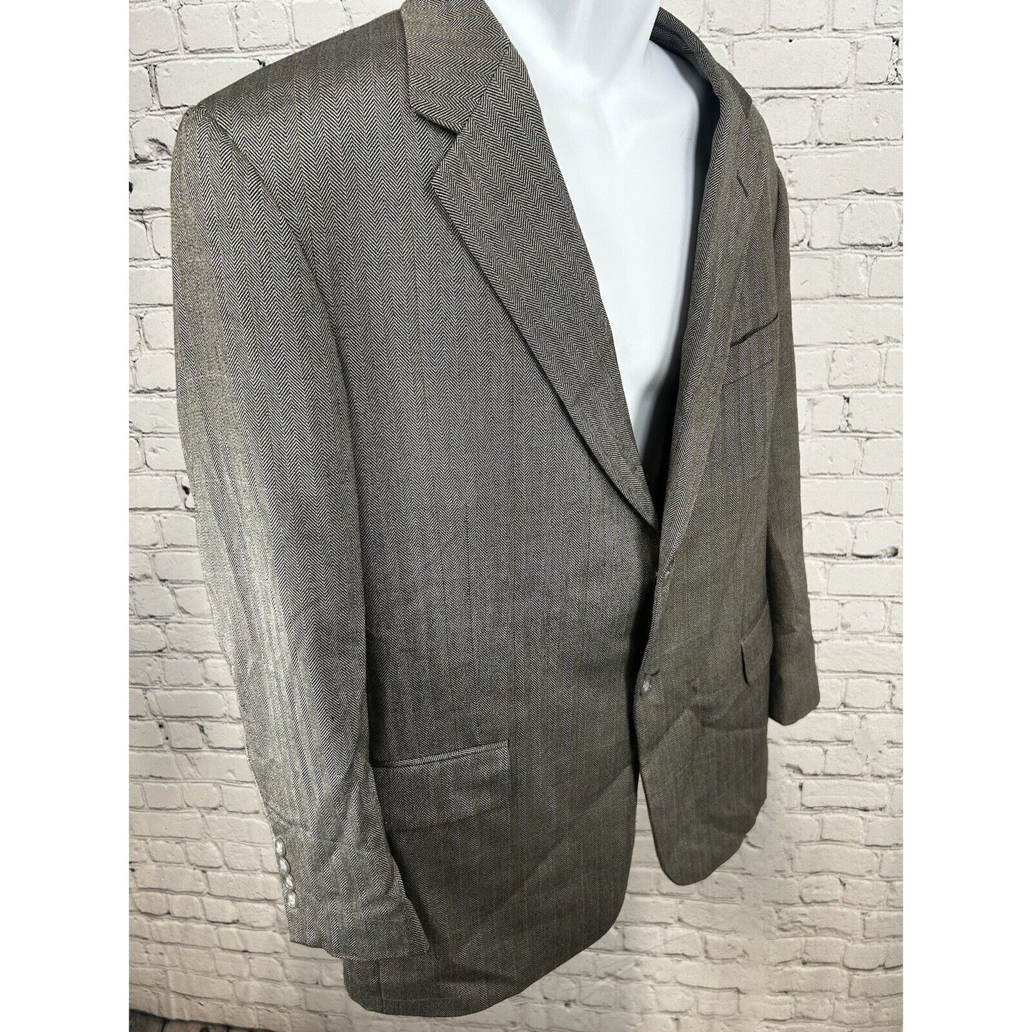 Evan Picone Silk Herringbone Gray Two Button Sport Coat Blazer Suit Size 40R