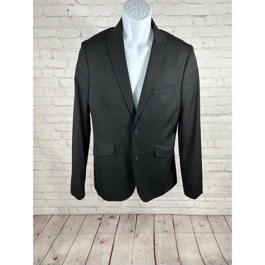 Devred 1902 Solid Black Peak Lapel Slim Fit Men’s Blazer Jacket Coat Size 38