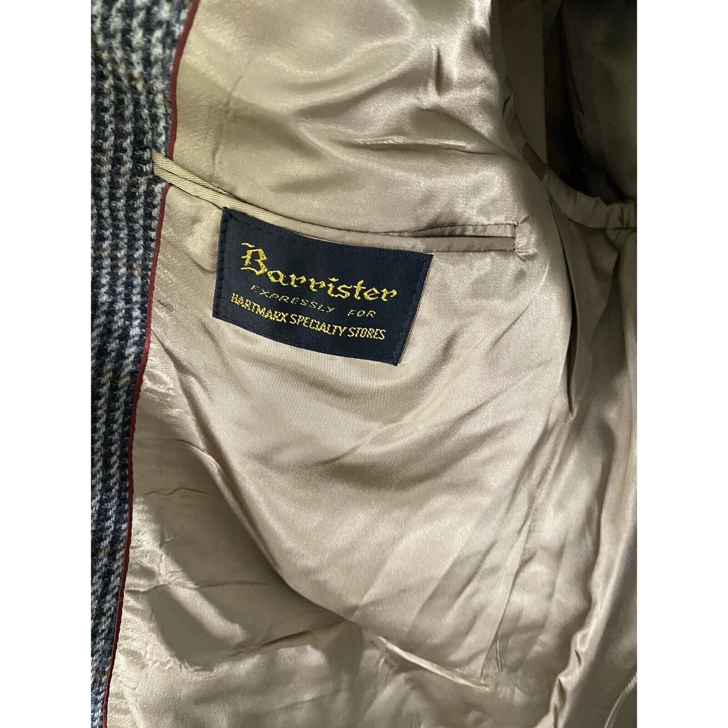 Vintage Barrister Hartmarx Wool Plaid 2 Button Blazer Jacket USA 1989 Size 42