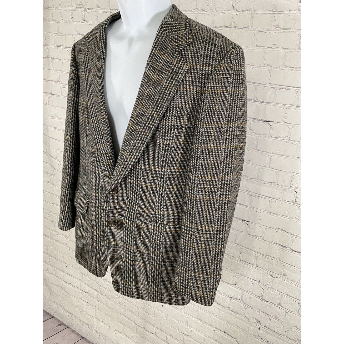 Vintage Barrister Hartmarx Wool Plaid 2 Button Blazer Jacket USA 1989 Size 42