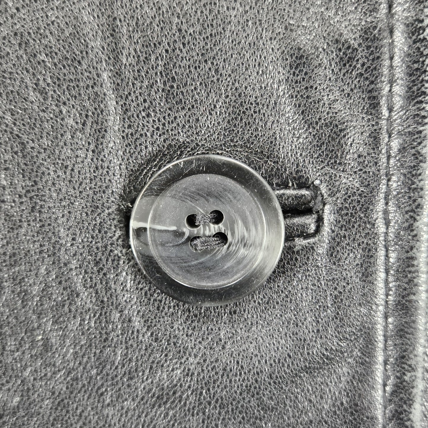 JLC New York Black Genuine Leather Buttoned Collared Pockets Lined Jacket XL