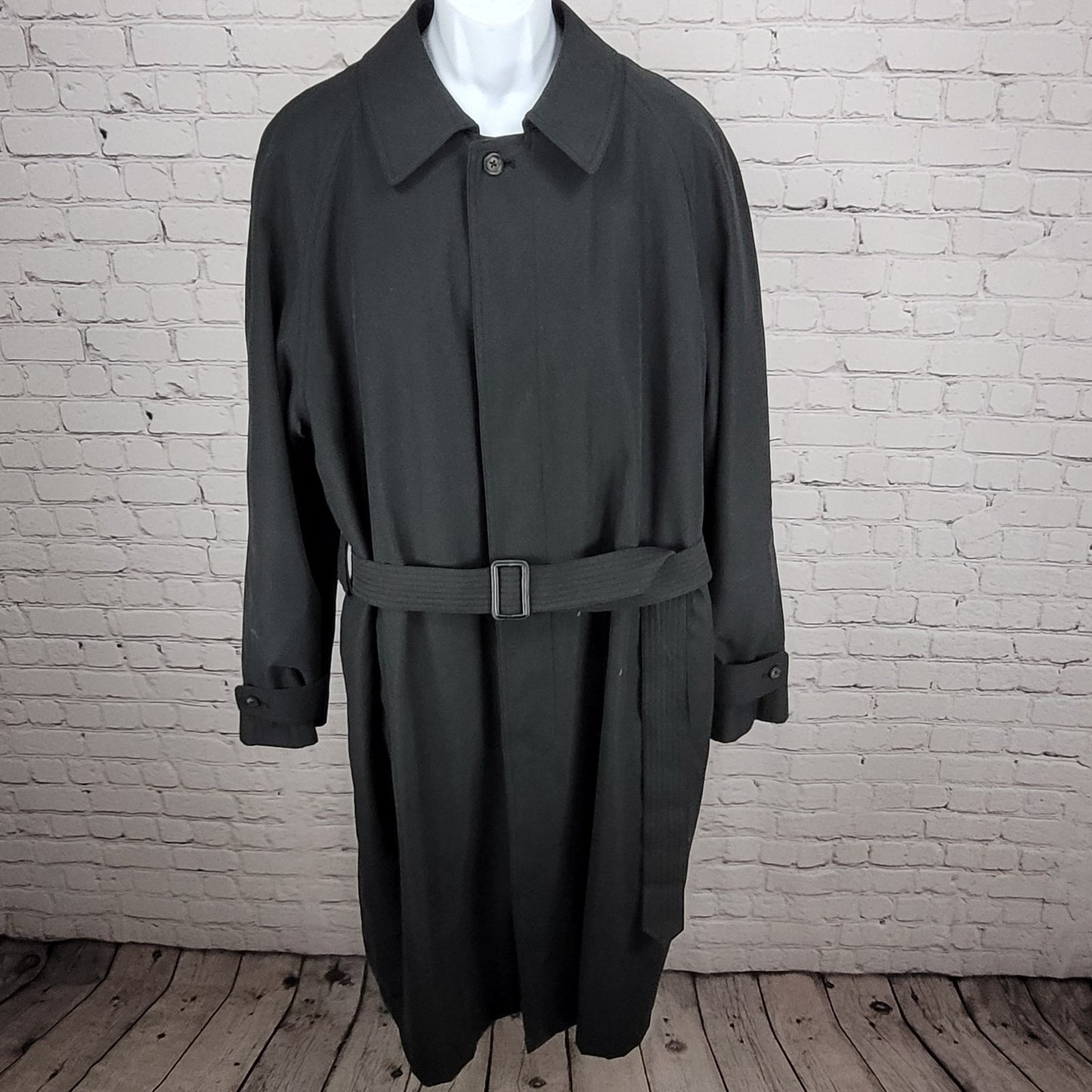 Lauren Ralph Lauren Black Wool Blend Removable Lining Long Trench Coat Size 44L
