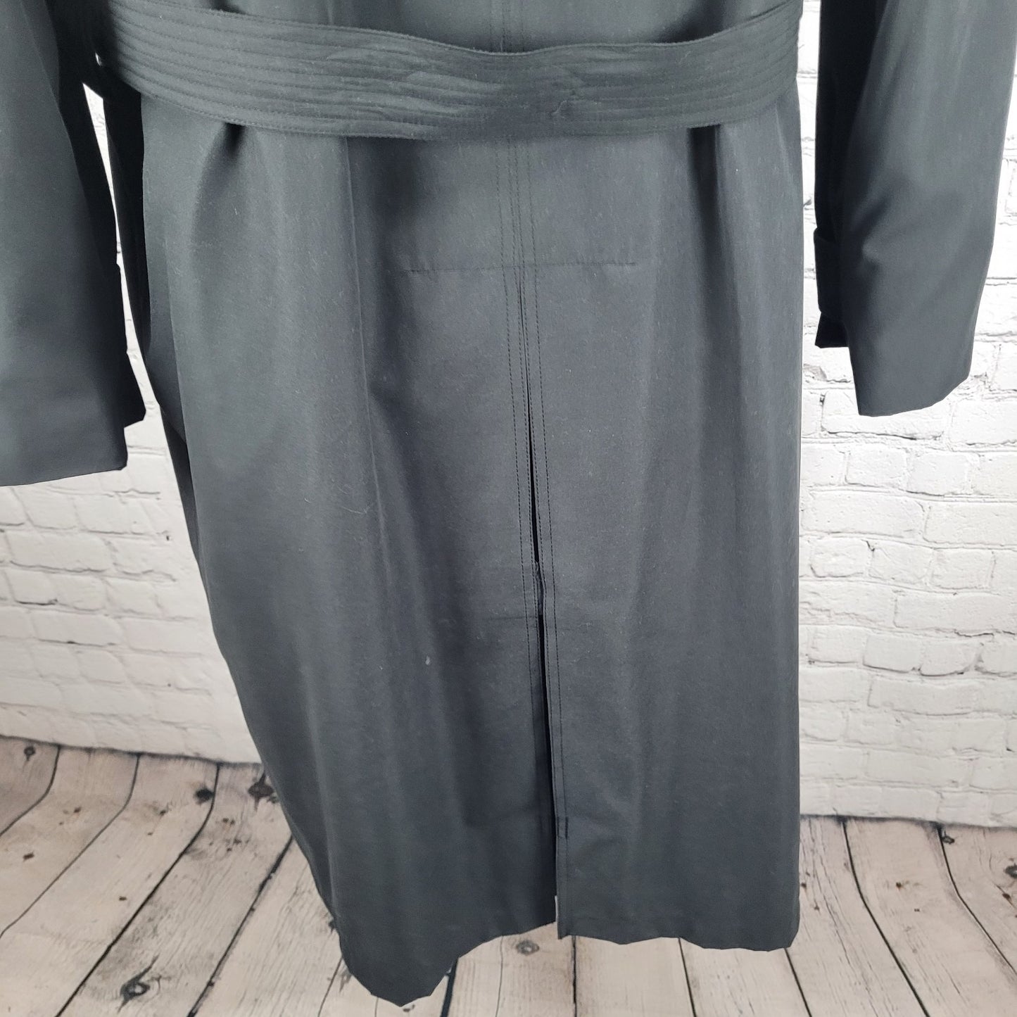 Lauren Ralph Lauren Black Wool Blend Removable Lining Long Trench Coat Size 44L