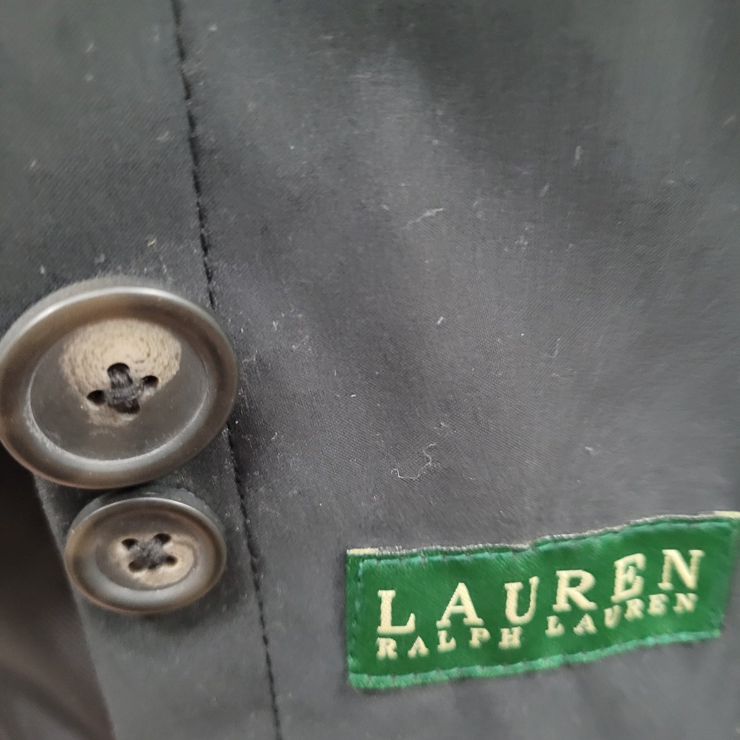 Lauren Ralph Lauren Black Wool Blend Removable Lining Long Trench Coat Size 44L