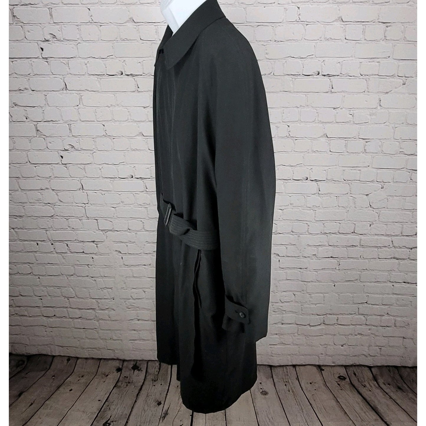 Lauren Ralph Lauren Black Wool Blend Removable Lining Long Trench Coat Size 44L