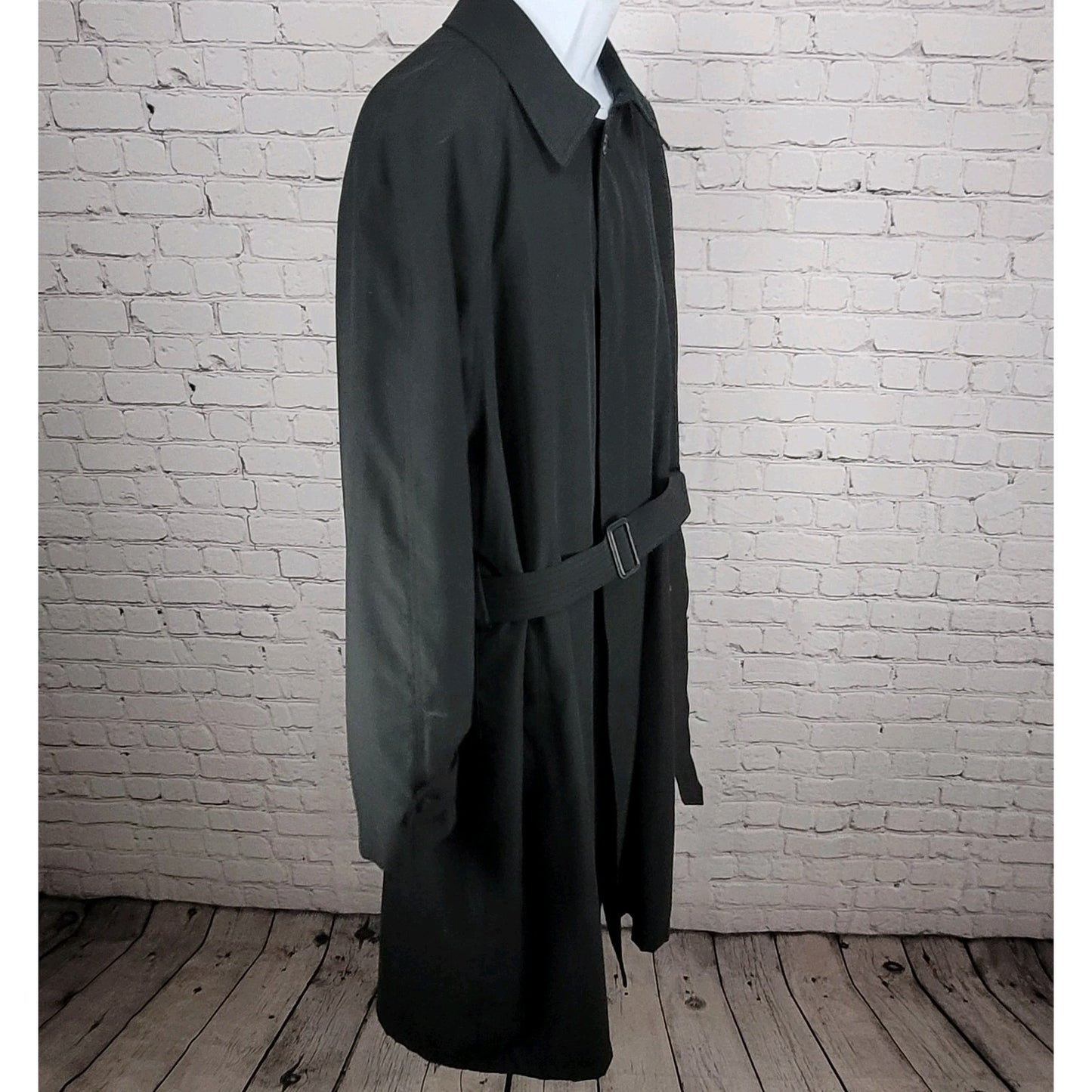 Lauren Ralph Lauren Black Wool Blend Removable Lining Long Trench Coat Size 44L