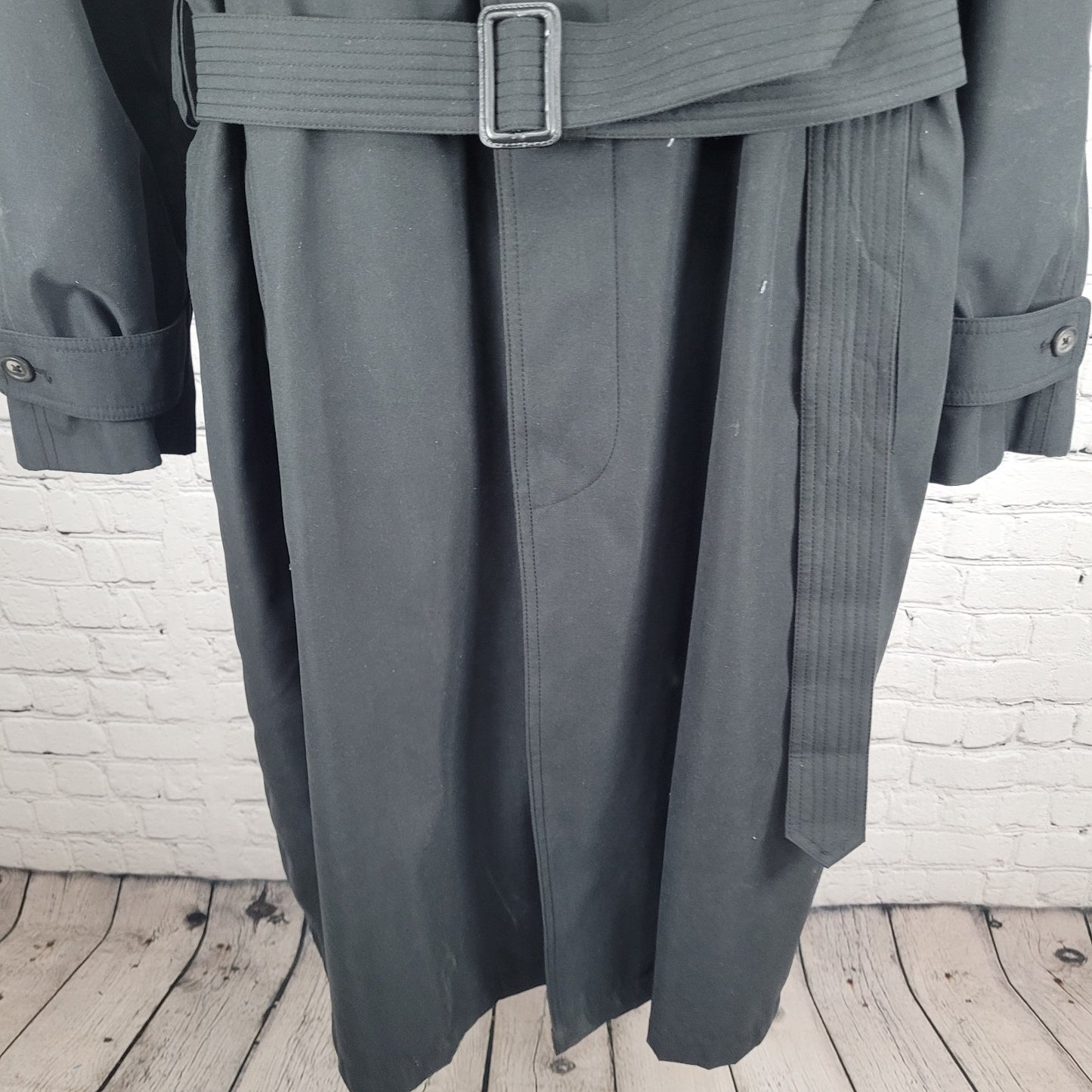 Lauren Ralph Lauren Black Wool Blend Removable Lining Long Trench Coat Size 44L