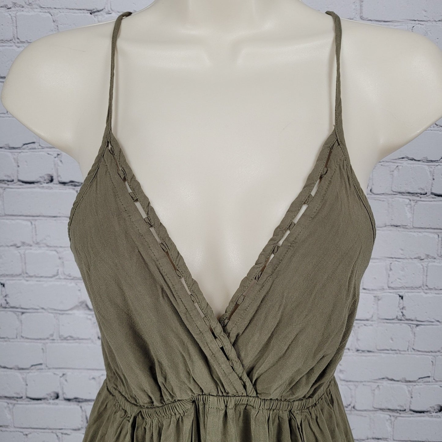 Lulus Green Adjustable Strappy Back Wide Leg Elastic Waist Jumper Size Small S