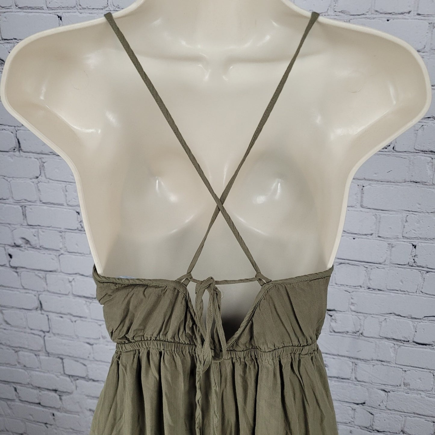Lulus Green Adjustable Strappy Back Wide Leg Elastic Waist Jumper Size Small S