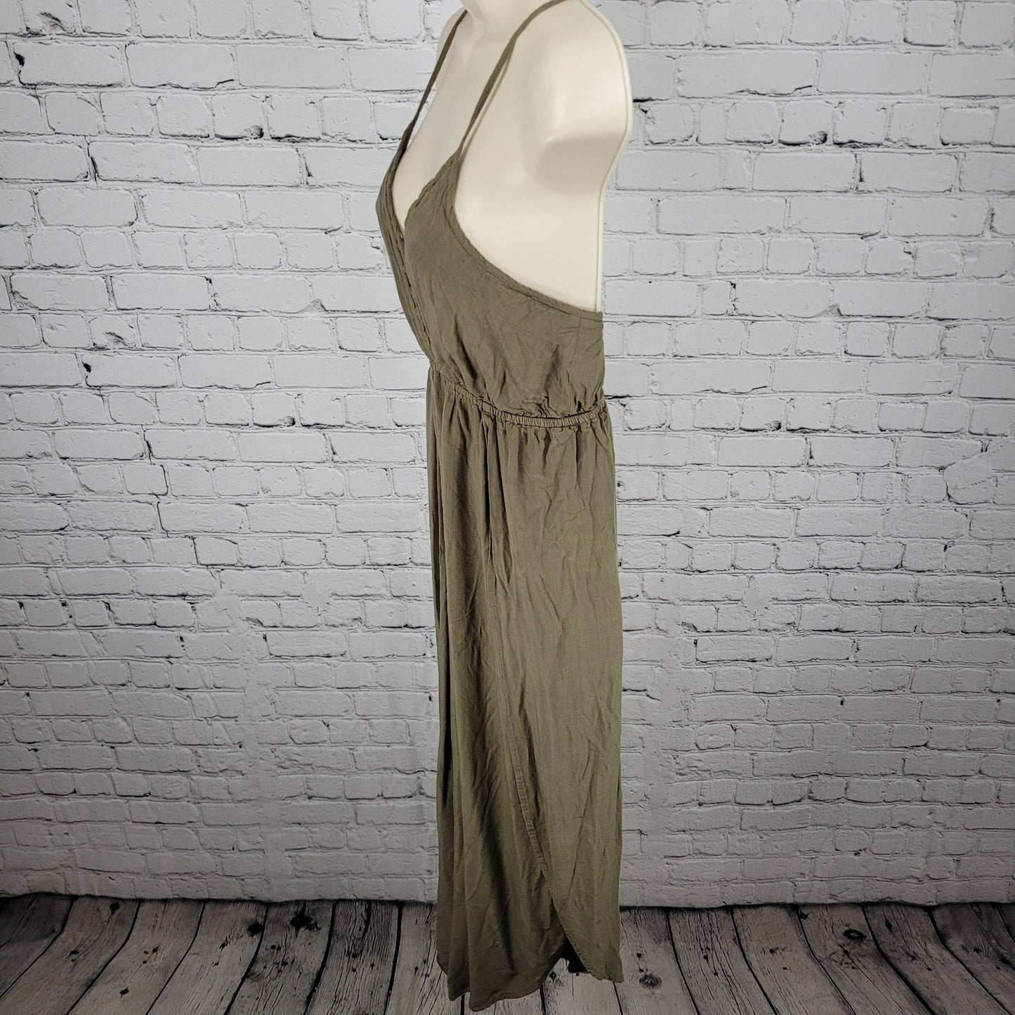Lulus Green Adjustable Strappy Back Wide Leg Elastic Waist Jumper Size Small S