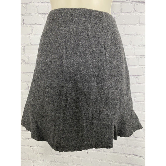 NWT Madewell Gray Flare Back Zip Lined Raw Hem A-Line Skirt Women’s Size 6