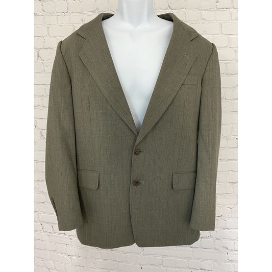 Jones New York Brown 100% Wool Jacket Two Button Golden Twist Blazer Mens 40R