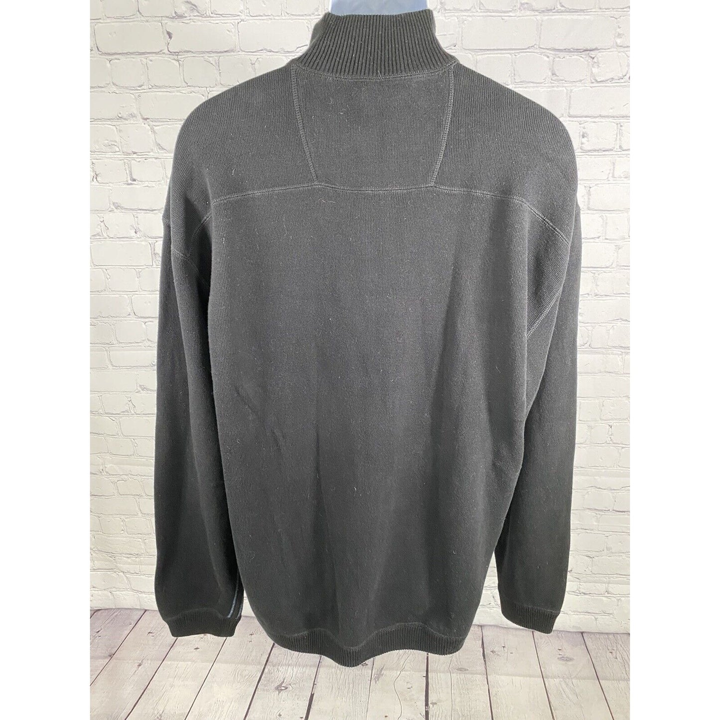 Tommy Bahama Black Brown Reversible Pullover 1/4 Zip Jacket Long Sleeve XXL EUC