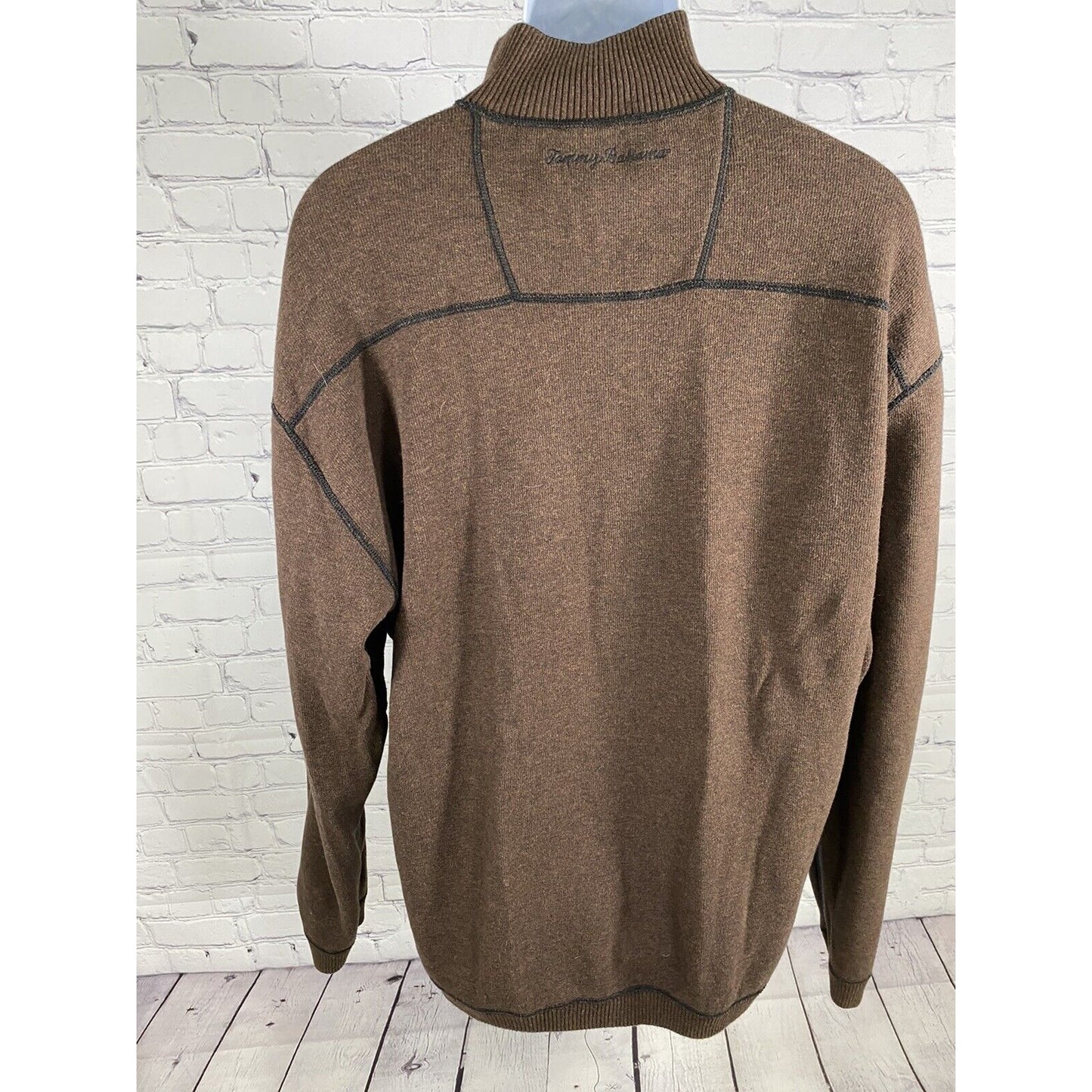 Tommy Bahama Black Brown Reversible Pullover 1/4 Zip Jacket Long Sleeve XXL EUC