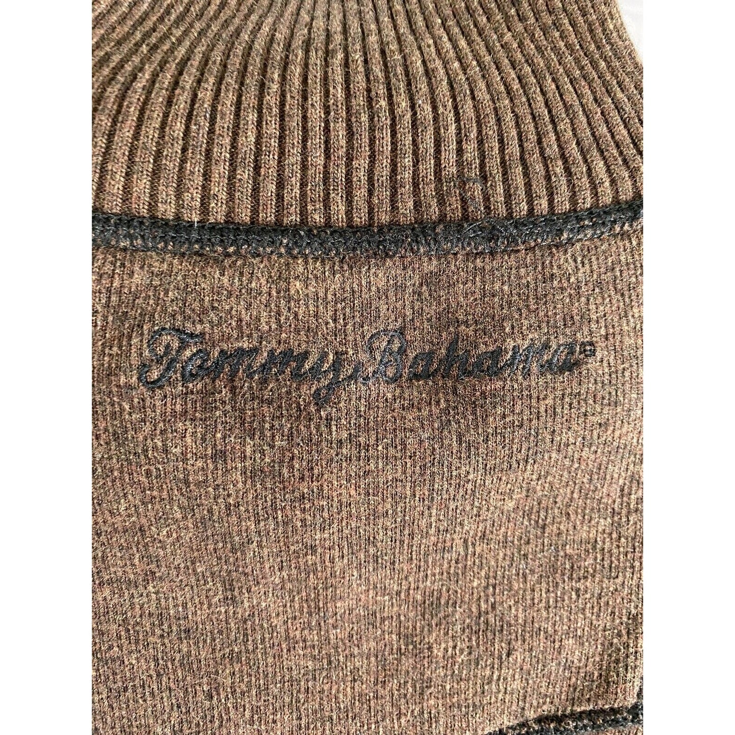 Tommy Bahama Black Brown Reversible Pullover 1/4 Zip Jacket Long Sleeve XXL EUC
