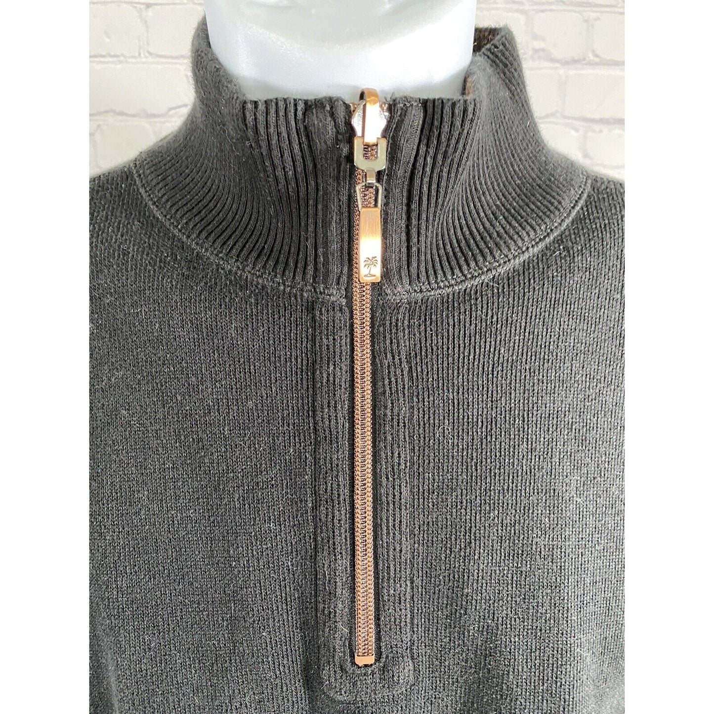 Tommy Bahama Black Brown Reversible Pullover 1/4 Zip Jacket Long Sleeve XXL EUC