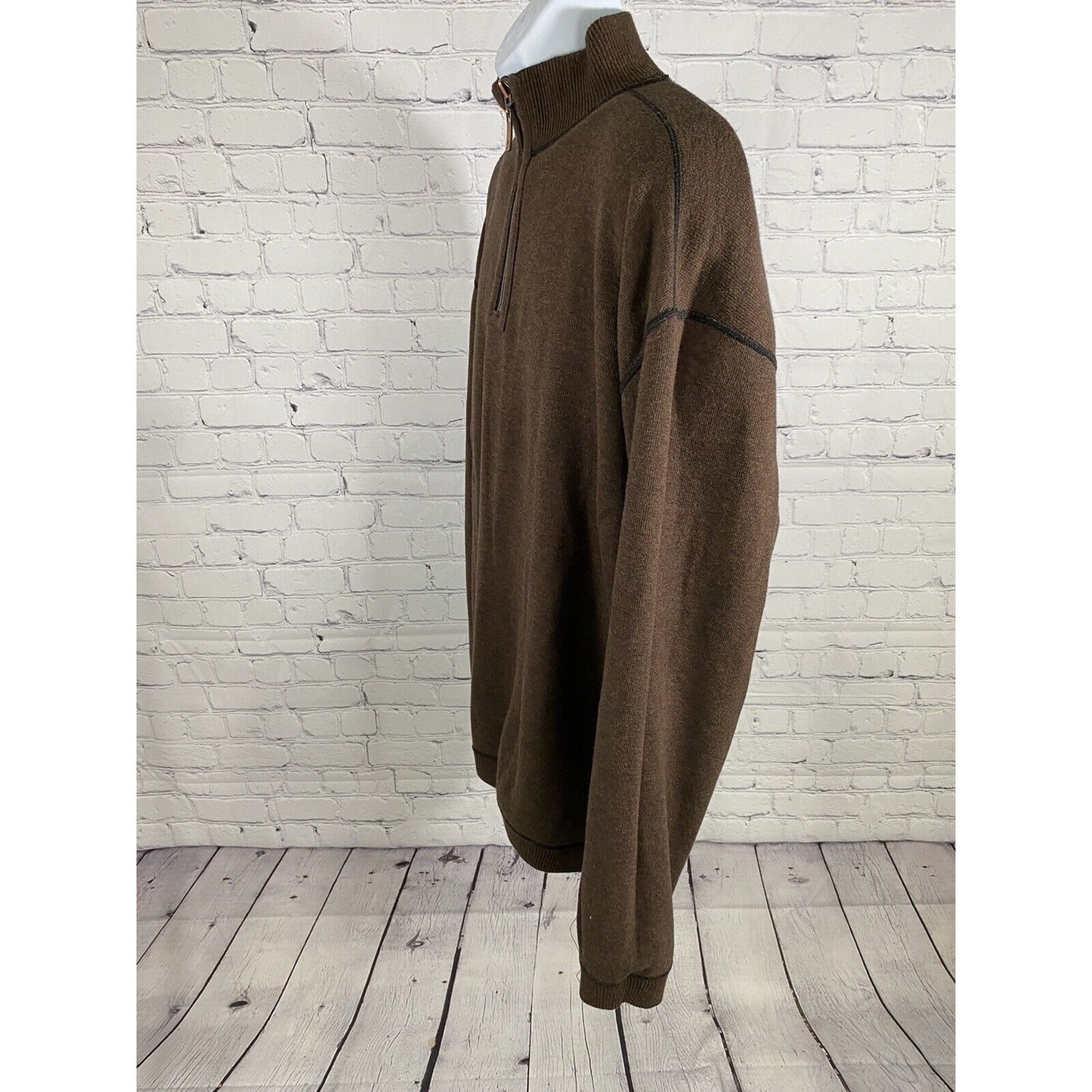 Tommy Bahama Black Brown Reversible Pullover 1/4 Zip Jacket Long Sleeve XXL EUC