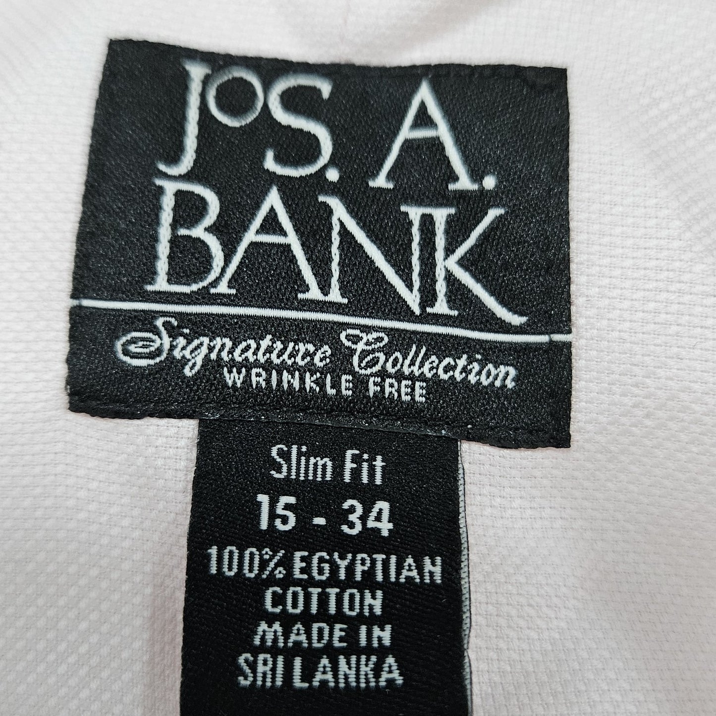 Jos A Bank Pink Egyptian Cotton Slim Signature Long Sleeve Dress Shirt 15-34
