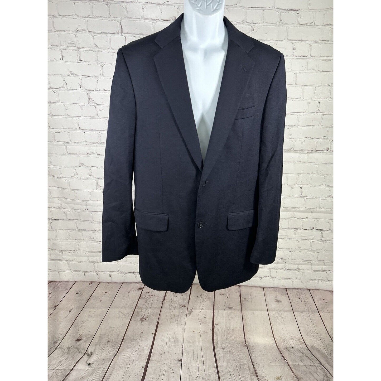 Joseph & Feiss Gold Dark Blue 100% Wool Two Button Blazer Jacket Men’s 40L