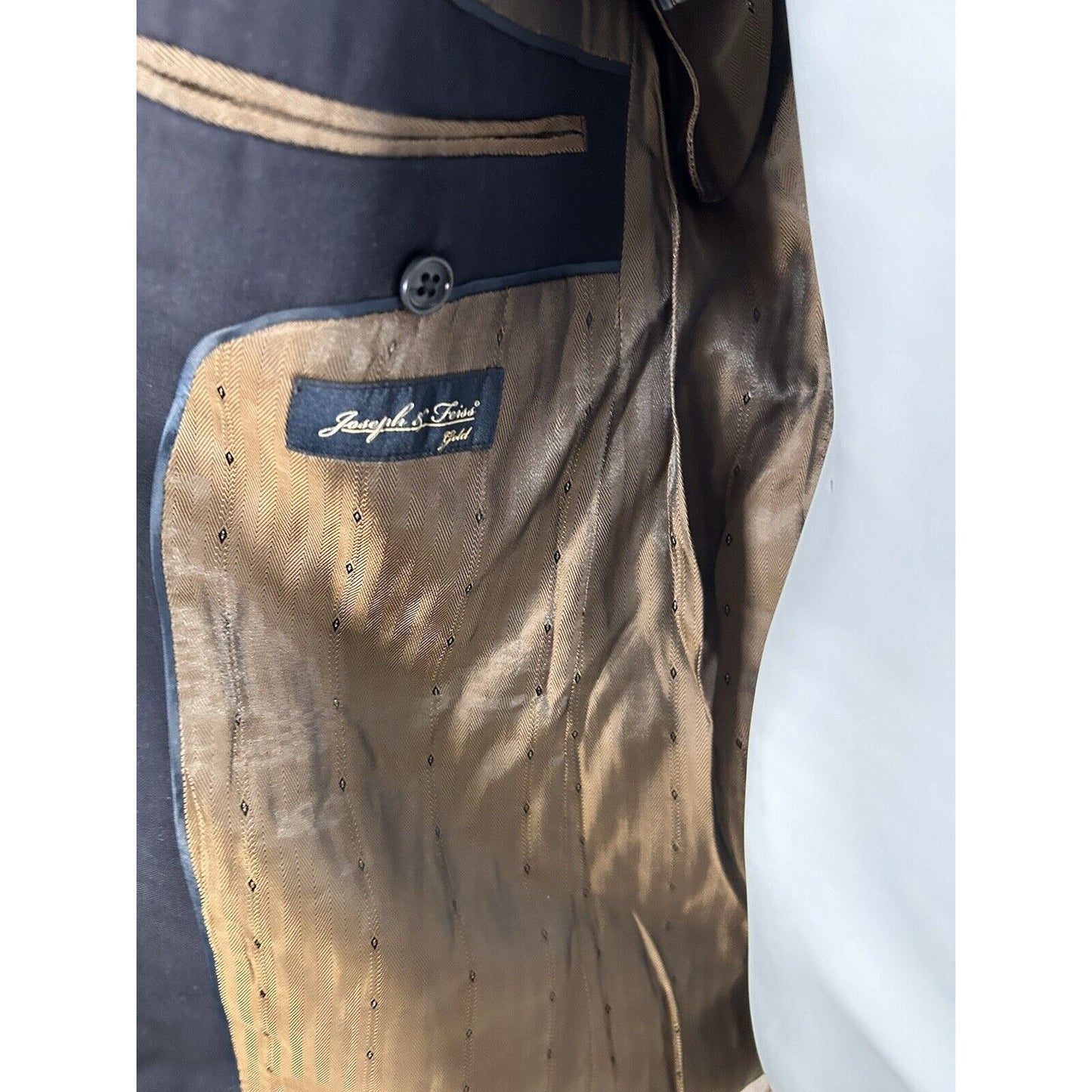 Joseph & Feiss Gold Dark Blue 100% Wool Two Button Blazer Jacket Men’s 40L