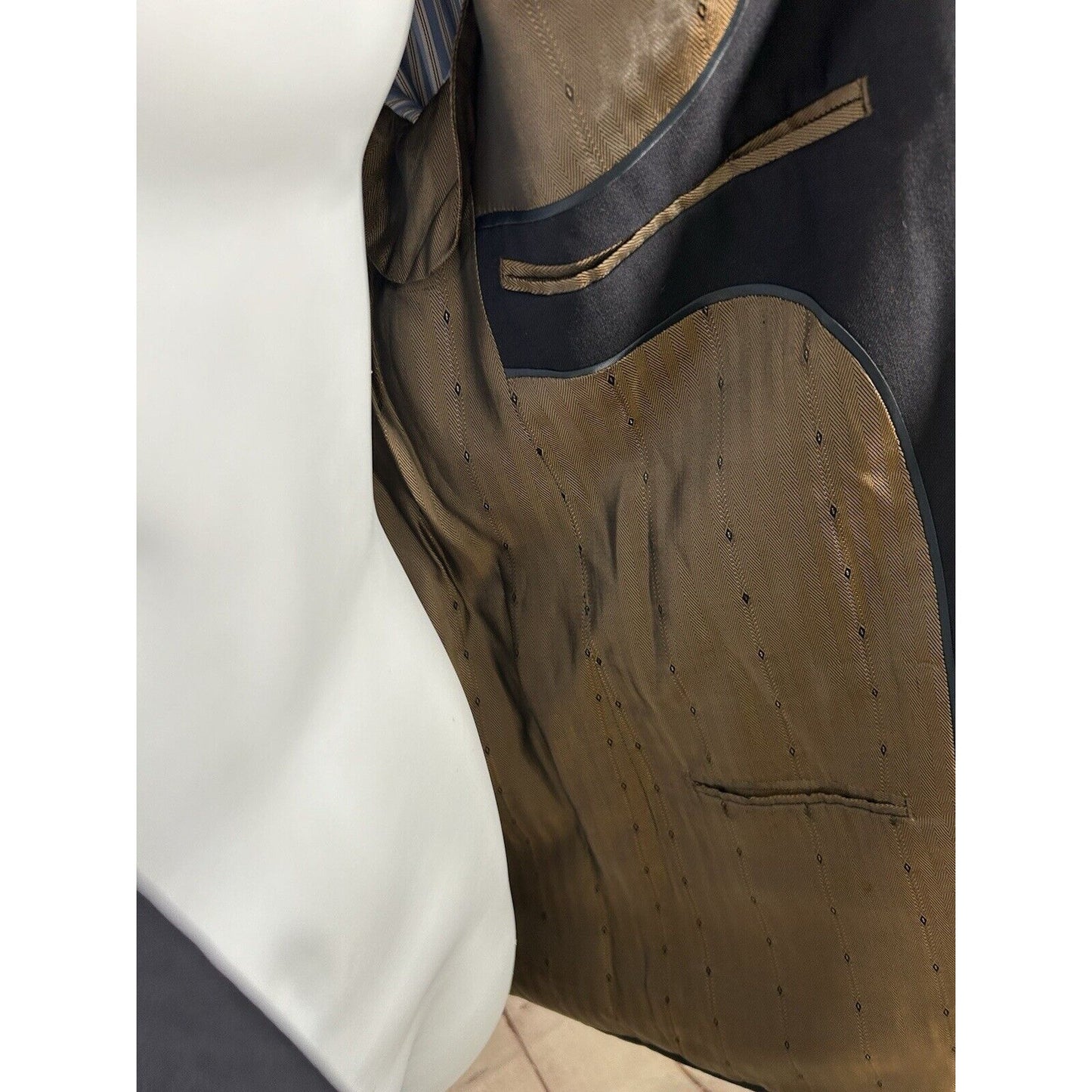 Joseph & Feiss Gold Dark Blue 100% Wool Two Button Blazer Jacket Men’s 40L