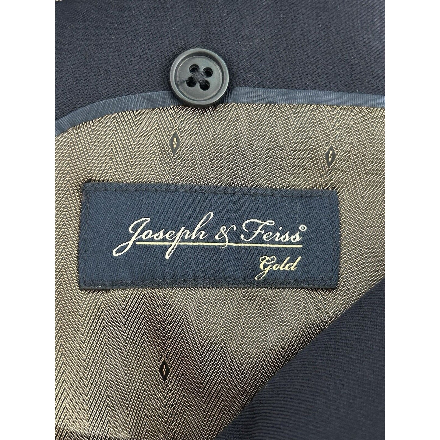 Joseph & Feiss Gold Dark Blue 100% Wool Two Button Blazer Jacket Men’s 40L