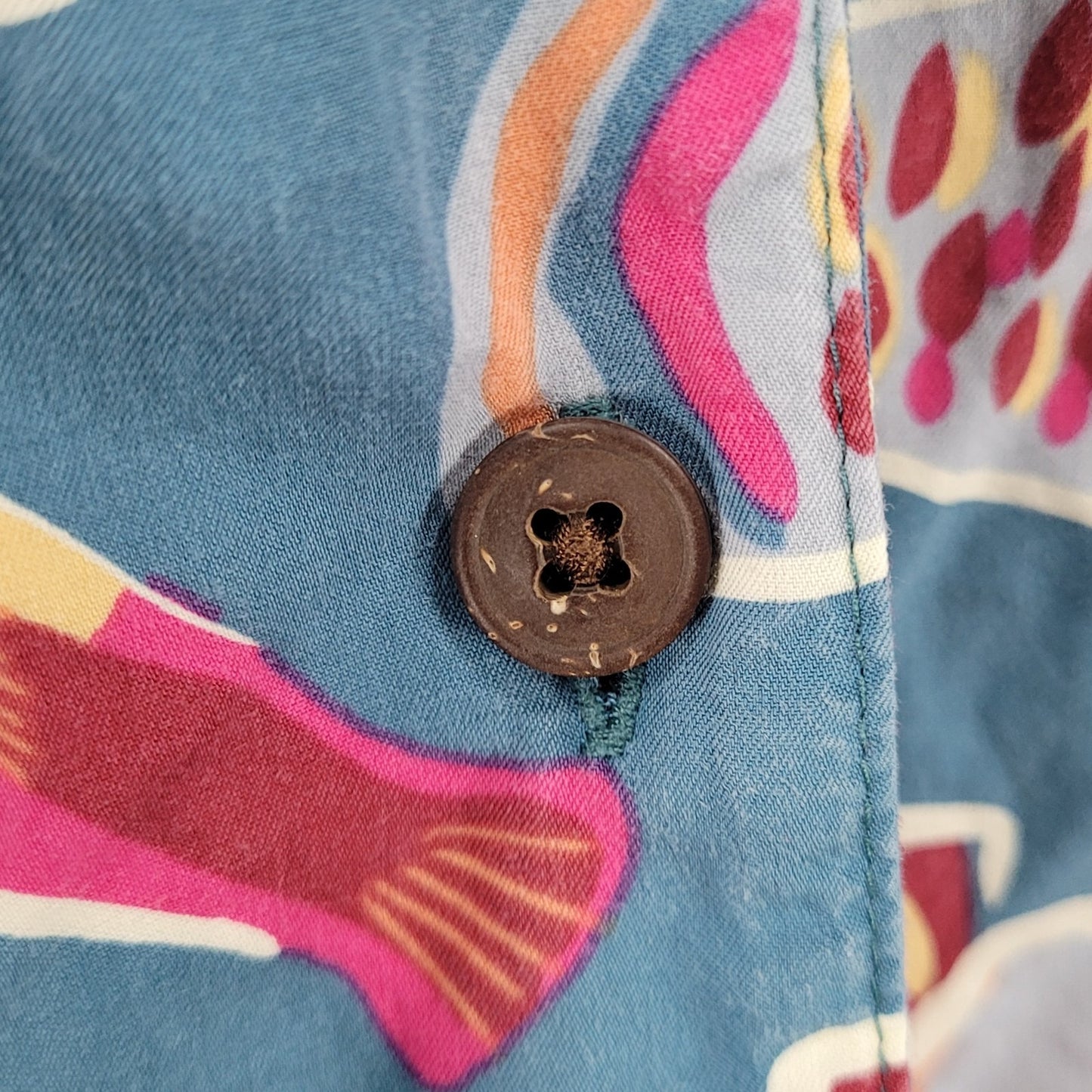 Patagonia Blue Tidal Threads Button Up Short Sleeve Collared Shirt Top Large L