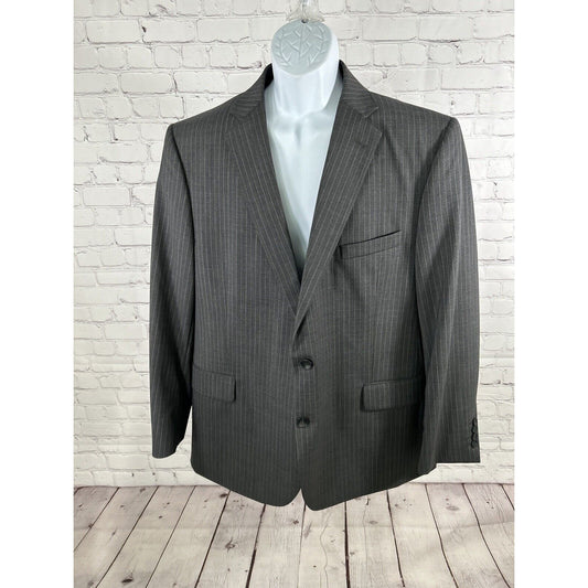 Stafford Tailored Culture Gray Wool Stripe Two Button Blazer Jacket Men’s 48R