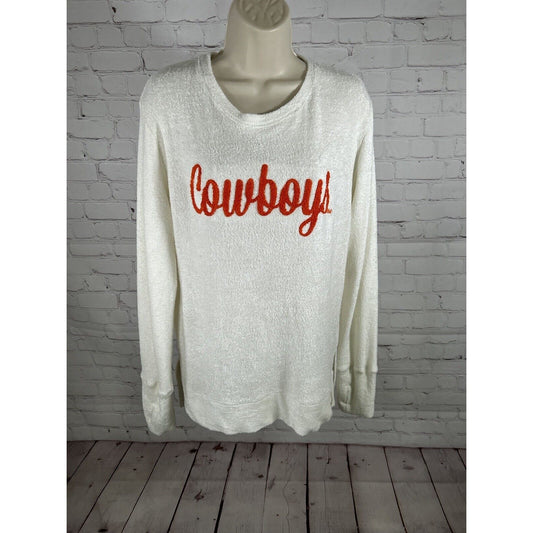 Pressbox By Royce Apparel White Pullover Long Sleeve Cowboys Sweater M