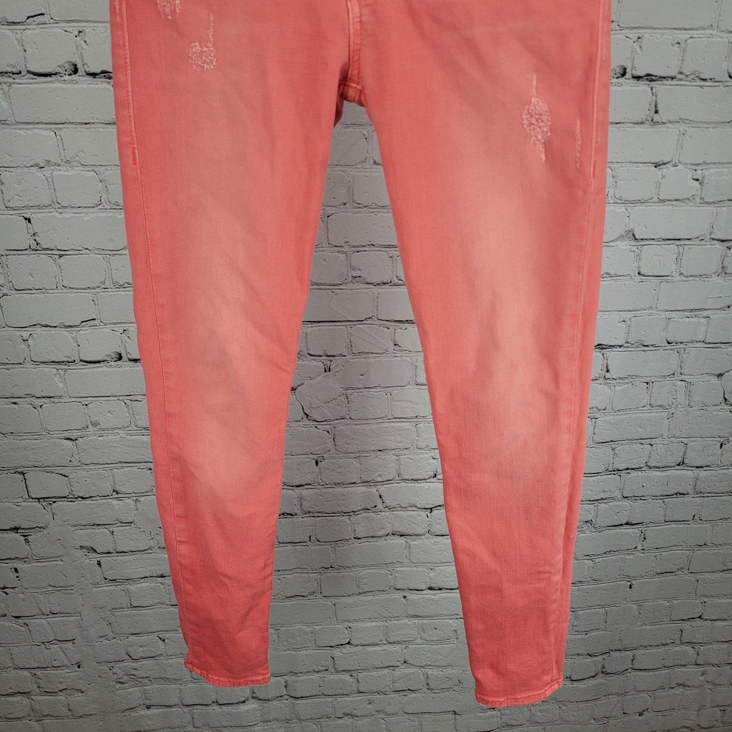 True Religion Halle Pink Orange Mid Rise Super Skinny Jeans USA Made 25 (25x28)